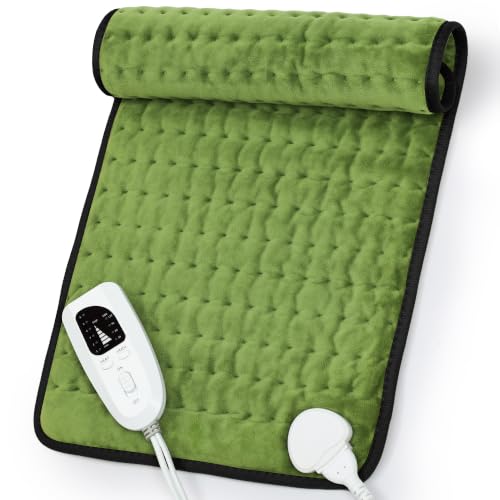 Image of Heating Pad,Electric Heating Pads,Heating Pad for Back,Green,24x12 Inch | Heating Pads for Shoulder,Neck,Abdomen,Knee,Arms,Legs,Heat Pad for Birthday Father Mother Gift Women Men,6 Heat Settings