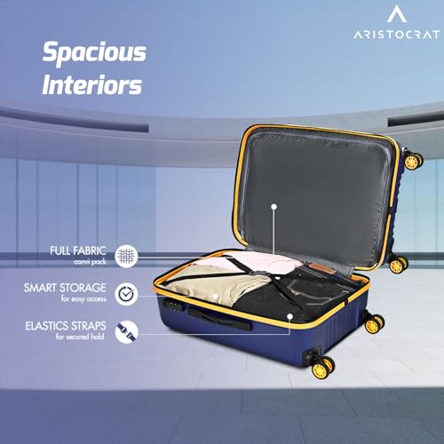 Image of Aristocrat Vortex Plus | Set of 2 Trolley Bag, 55+65 Cm, Small+Medium Hardside Luggage | 8 Wheels, Combination Lock | Polycarbonate | 3 Year International Warranty | Midnight Blue