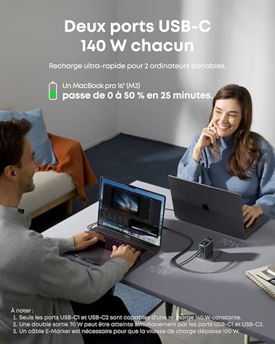Chargeur Anker Zolo 4 ports PD 3.1 avec câble USB C - vue 5