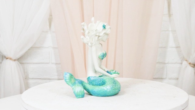 Mermaid blue big shell完売しました Amazon.com: Ebros Gift Nautical Capiz Blue Tailed Siren Mermaid