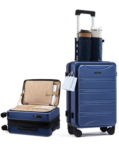 LOVEVOOK Carry On Luggage 20 Inch Airline Approved Expandable Hard Shell Suitcase with Spinner Wheels TSA Lock & Cup Holder Fits Most Overhead Bins