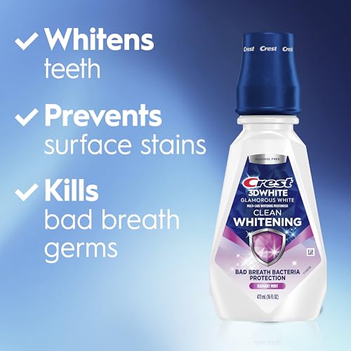 Crest 3D White Glamorous White Alcohol Free Multi-Care Whitening Mouthwash, Fresh Mint, 16 Fl Oz (473 ml), 1.07 Lb - image 2