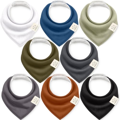 Image of KeaBabies 8pk Organic Baby Bandana Bibs for Drooling and Teething (Basics) | Super Absorbent, Triangle Baby Drool Bibs for Girls, Boys, 100% Cotton, Extra Soft for Newborn, Infant 0-36 Months