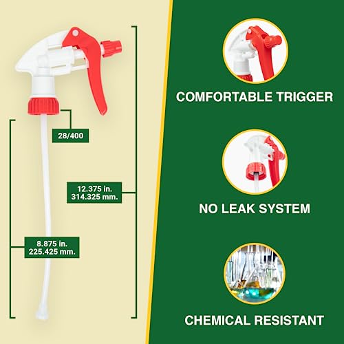 image for Heluva Green Heavy Duty 32oz Plastic Spray Bottles for Cleaning - Larg