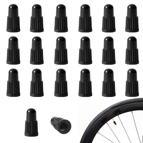 YPYMOD 20 Stück Fahrrad Presta Ventil Staubkappe, Fahrradreifen Ventilkappen Set für Fahrradreifen Ventilkappen, Schwarz