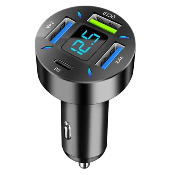 USB C Car Charger RDRKR 66W Cigarette Lighter USB Charger 4-Port Car Charger, QC 3.0, PD, 2.4 A Cigarette Lighter Adapter Compatible with Android/iPhone and Tablets Devices