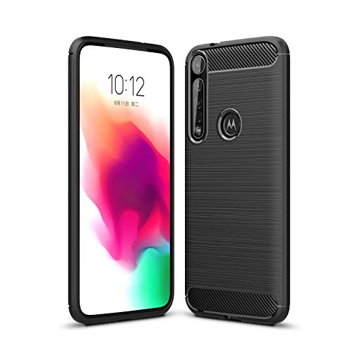 Cruzerlite Custodia per Moto G8 Plus, Carbon Fiber Texture Design Cover Anti-Scratch Shock Absorption Cover per Moto G8 Plus (Black)