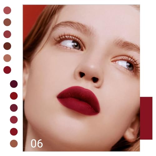 Image of evpct 1Pcs Dark Sexy Red Matte Liquid Lipstick Lip Gloss Glossy Set for Black Women 24 Hour Silky Velvet Lipstick labiales matte larga duracion mate 24 horas originales 06#