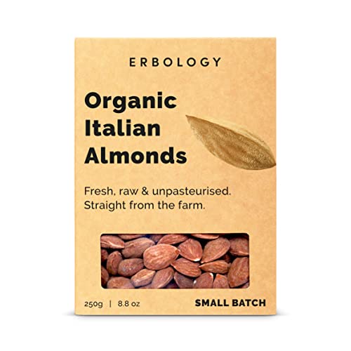 100% Organic Almonds 250g - Fresh, Raw and Unpasteurised - Small Batch - Sustainably Straight from Farm in Italy - Non-GMO - Recyclable Packaging