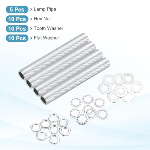 Image of MECCANIXITY 35Pcs 2.6 inch Lamp Pipe Kit with Nuts Washers 1 /8IP Thread Fasteners Assortment for Chandelier Ceiling Light Repair Assembly DIY Hardware