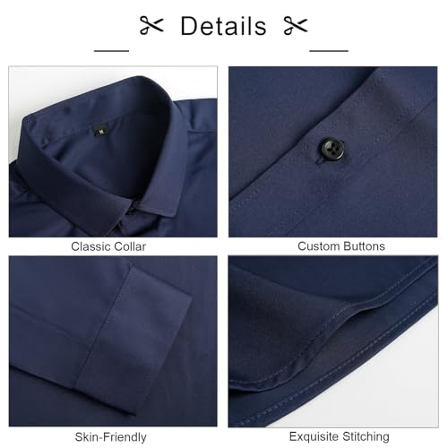 Image of Alizeal Mens 3 Pcs Long Sleeve Shirts Set | Pocket Square Necktie Perfect for Weddings Business Daily Wear