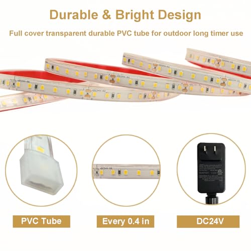 Tira de luces LED 65.6 pies 6000K blanco frío miniatura 7