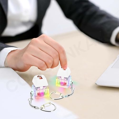 Image of 2 Pcs Cute Couple Keyboard Fidget Clicker Keychain Decompression Toy Button Stress Relief Gift for Adult to Pass the Time (Cute Couple)