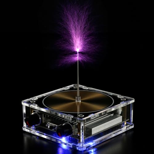 Bluetooth Music Tesla Coil Kit 3.2 in Tesla Coil Touchable Artificial Arc Plasma Speaker Solid State Wireless Transmission Experiment Model Desktop Toy for Science Teaching Christmas Birthday Gift