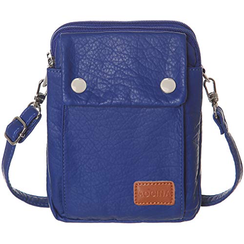 AOCINA Small Crossbody Bag Travel Purse Phone Purse Crossbody for Women Small Bag Wallet Purse Tiny Purse for Girls Boys(Synthetic Leather-Blue)