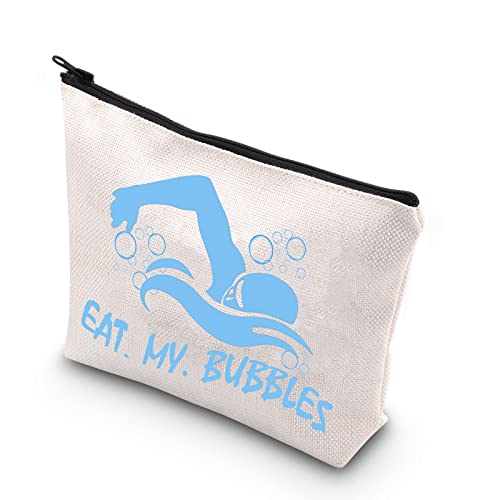 BDPWSS Swim Makeup Bag Swimming Lover Cosmetic Bag Eat My Bubbles Funny Swim Team Gift Swimmer Gift Swimming Coach Gift (My bubbles)