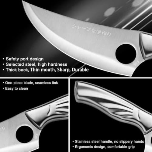 Image of Chef Knife with Leather Sheath, Full Tang Kitchen Knife with Ergonomic Wooden Handle, Multipurpose Stainless Steel Blade for Cutting Meat, Vegetables, Fruits (Chef Knife)