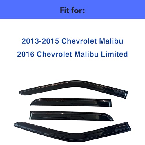 Image of IG Window Visors Fit for 2013-2015 Chevrolet /Chevy Malibu, Out-Channel Rain Guards Vent Wind Deflectors 4PC, Car Accessories for 2016 Malibu Limited