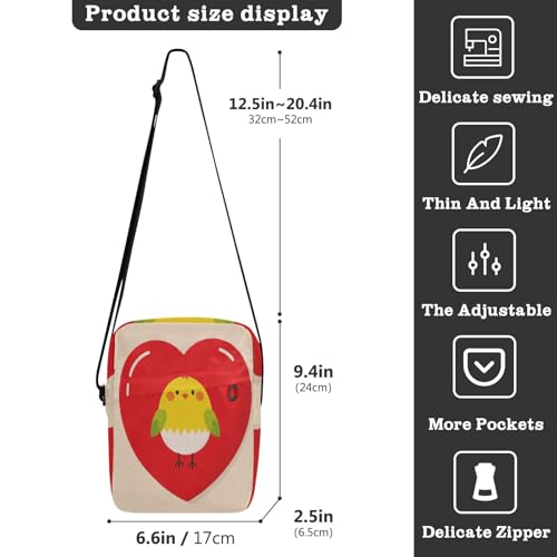 Funny Cartoon Heart Animal Bird messenger bag cute Small Crossbody Bags For Women Woman Handbag Shoulder Strap Adjustable Strap for Casual School3
