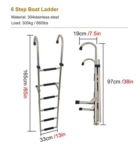 Escalera Plegable de 5 Peldaños para Piscina, Acero Inoxidable miniatura 3