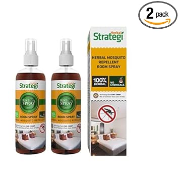 Herbal Strategi  Just Spray Herbal Mosquito Spray | Room Spray | Completely Herbal | Mosquito Repellent Spray | Made with Citronella, Lemongrass, Cedarwood & Neem| Eco-friendly & Biodegradable | Irritant-Free, Chemical-Free |Baby-Safe, Skin-Safe, Plant-Safe | 100mL (Pack Of 2)