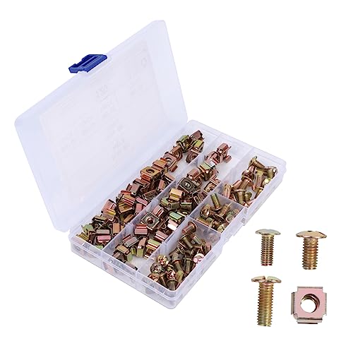 BUGUUYO Professional 120pcs Rack Mounting Kit M5 Square Nuts Screws Floating Insert Nuts for Servers
