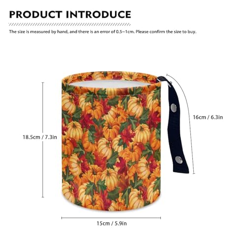 Image of Maple Leaves Pumpkins Trash Can for Car Auto Garbage Can for Back Seat Leak Proof with Adjustable Buttons Car Accessories for Women Interior