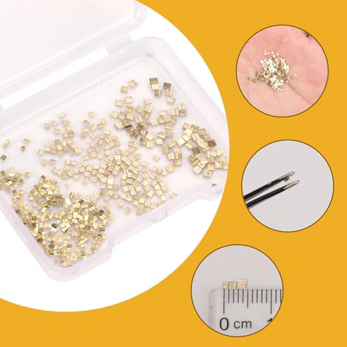 Image of 0.5 Gram (0.32DWT) Gilded Alloy Solder for Jewelry Making, 1.5x1.5mm Tiny Low Temp Gold-Plated Alloy Chip Solder for DIY Jewelry Soldering Repair Projects Precut & Easy Welding