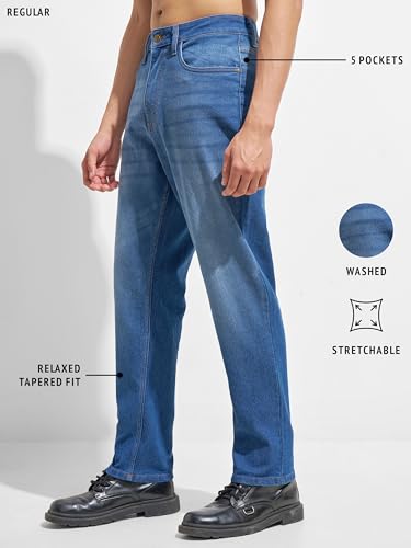 Image of Highlander Men Men's Straight Relaxed Fit Jeans | Stretchable | Everyday Comfort & Style| Jeans for Man|Premium Cotton Blend