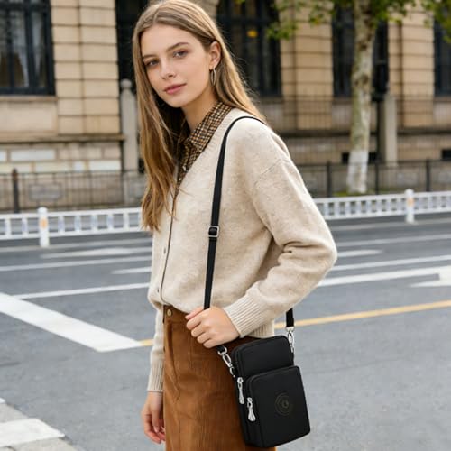 Image of LassZone Cellphone Purse Women Cellphone Crossbody Purse Phone Crossbody Bag Waterproof Nylon Wallet Wristlet Shoulder Bag