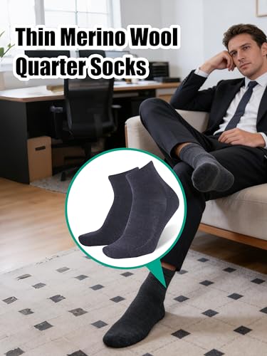 Image of Merino Wool Ankle Socks, Men's Women's 90% Wool Athletic Thin Running Moisture Wicking Socks, 3 Pairs