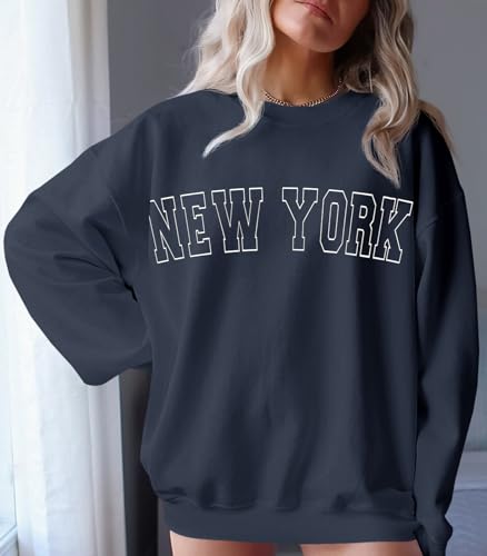 Image of Langwyqu Women's Oversized Sweatshirt Los Angeles California Crewneck Long Sleeve Casual Loose Pullover Tops