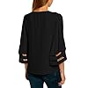LookbookStore Women Tops for Summer 2023 Ladies Tops and Blouses Bell Sleeve Tops for Women Black Tops for Work Business 3/4 Sleeve Tops Womens Tops Dressy Casual Going Out Tops Size Large Size 12 14