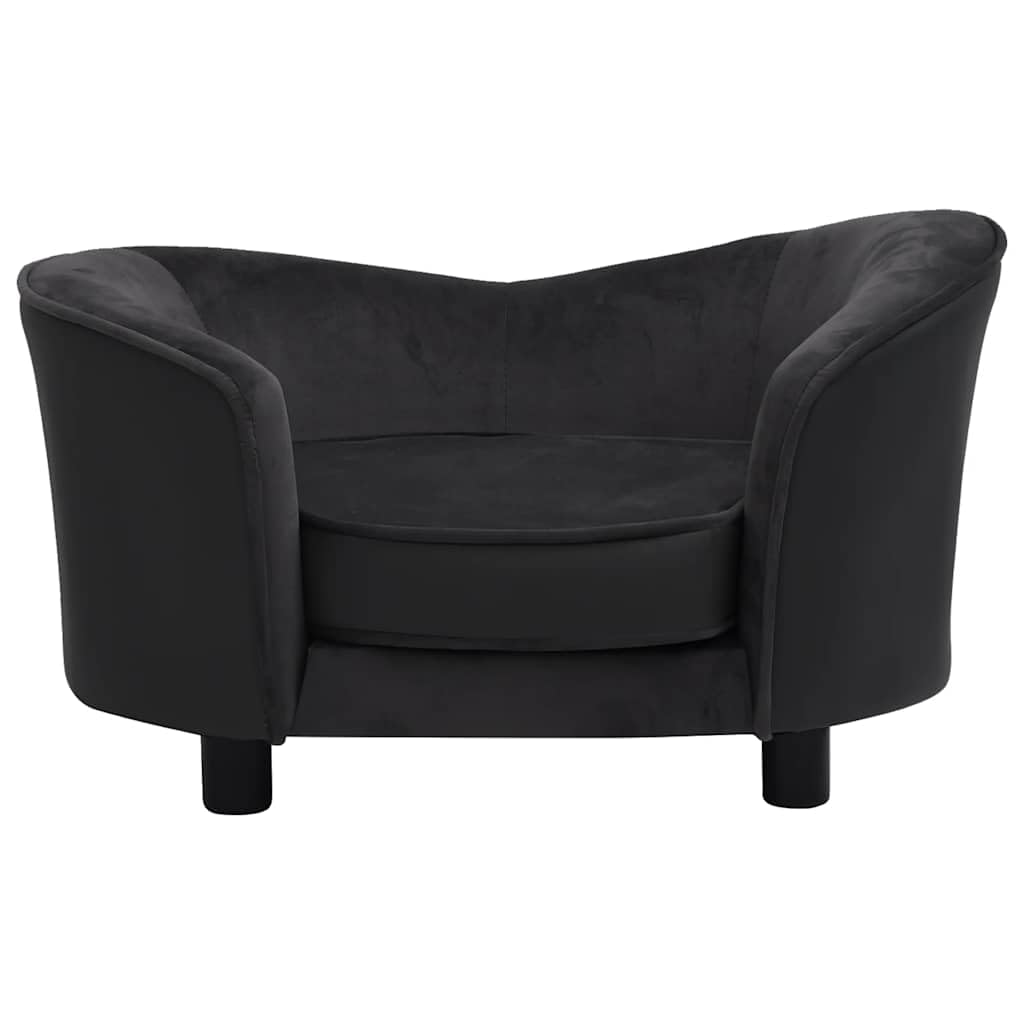 vidaXL Sofá para Perros Felpa y Cuero sintético Negro 69x49x40 cm