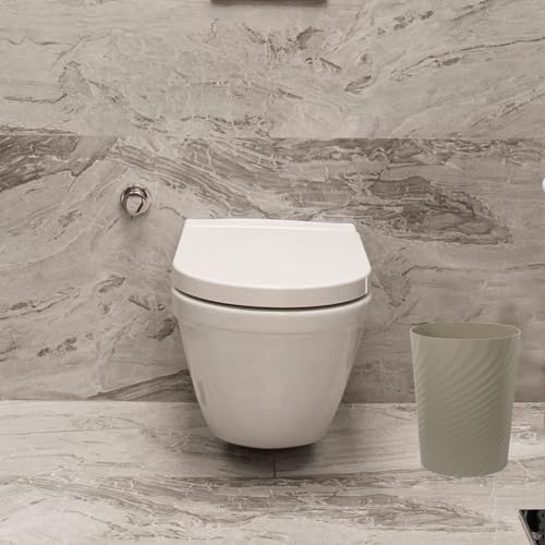 Image of UUJOLY Plastic Small Bathroom Trash Can Wastebasket Garbage Can, Khaki