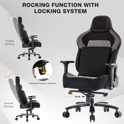 Big and Tall Gaming Chair 440LBS Gaming Chair with Metal Base Memory Foam Lumbar 4D Adjustable Armrest Computer Chair for Heavy People Ergonomic High-Back - Image 3