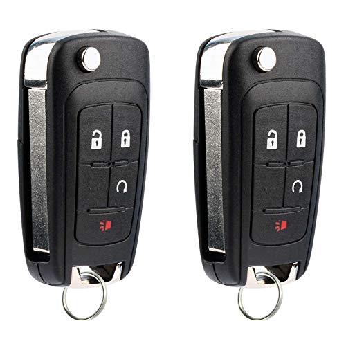 Car Key Fob Keyless Entry Remote Flip fits 2010-2017 Chevy Equinox, Sonic, Trax, Terrain (OHT01060512), Set of 2