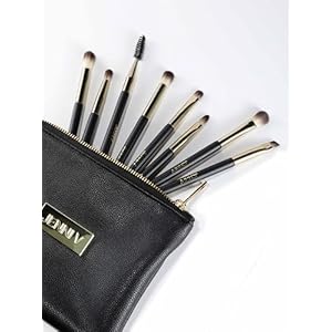 JENNI V Premium Travel Makeup Brushes Set – 14 Pc Mini Makeup Brushes with Handmade Leather Case – Portable Travel Makeup Brush Set with Holder – Travel Size Makeup Products for Blush, Foundation
