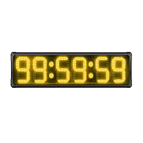 Cronómetro digital LED para exteriores, 6 dígitos, fuente grande de 8 pulgadas, control remoto y por aplicación, resistente al agua IP65, ideal para competencias al aire libre, gimnasios y maratones (Color: Amarillo) miniatura 1