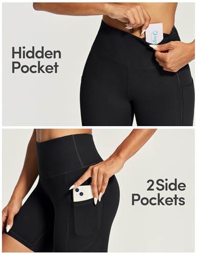 iuga biker shorts women 634 tummy control workout shorts women with pockets high waisted yoga running gym spandex compression