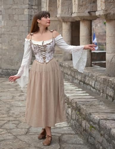 Image of Scarlet Darkness Corset Tops for Women Renaissance Lace Up Floral Bustier | Fishboned, Vintage Floral, Overbust Bodice, for Ren Faire, Medieval, Halloween Costume