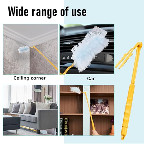 Image of Colingmill 4 Pcs 3 ft Replacement Handles Compatible with Duster Refills, Long Extended Handle Only, Adjustable Length for Ceiling Fans, Blinds, Shelves, Windows, Foldable & Extendable (Yellow)
