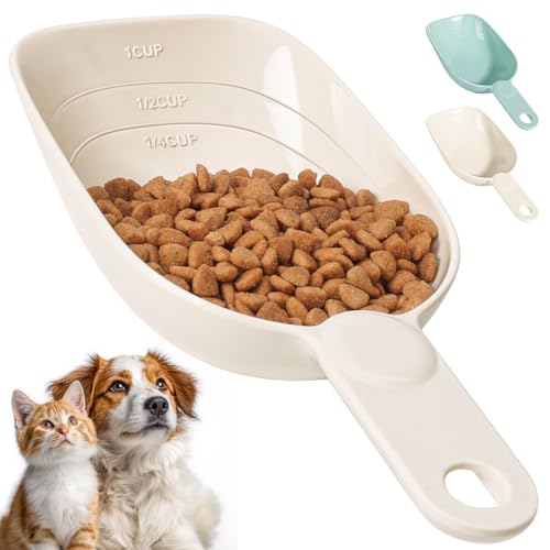 Dog Food Scoop 1 Cup, One Cup Measuring Cup, Food-Grade Melamine Pet Food Scoop, Durable 1 Cup Scoop with Precise Markings, BPA-Free & Dishwasher Safe (White, 8oz)