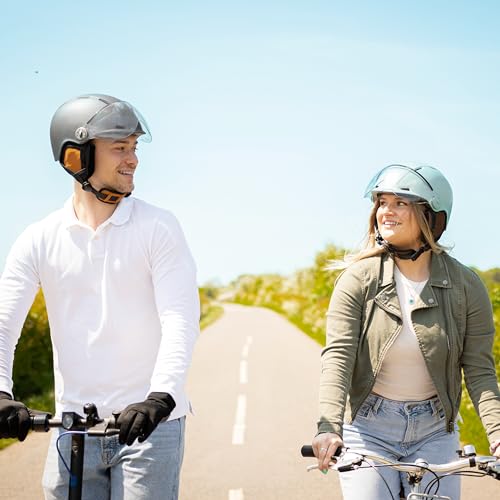 CASR Style - Urbaner Lifestyle-Helm für Fahrrad & E-Scooter - Transparentes Visier & Abnehmbare Ohrpolster - Optimaler Komfort für Damen & Herren - Schwarz Metallic - Größe M