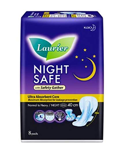 #MG LAURIER Nightsafe Safety Gather 40cm 8s -Safety Comfort with Gathers is specially designed to give you 360Â° leakage protection so you can sleep with peace-of-mind through the night.