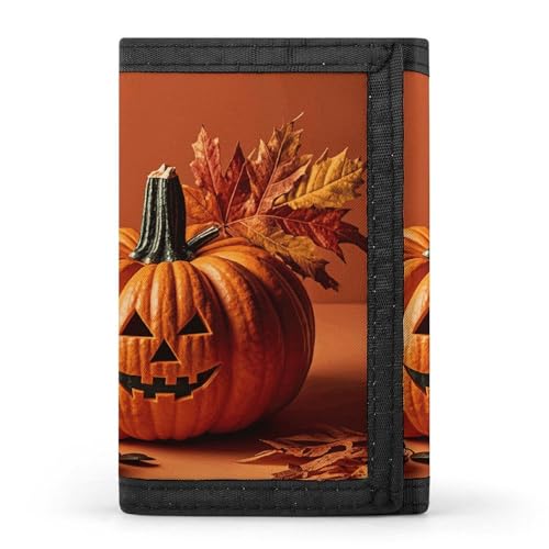 Happy Thanksgiving Day Pumpkin Wallets for Man Women, Slim Trifold Wallet with ID Window, Durable Credit Card Holder for Travel