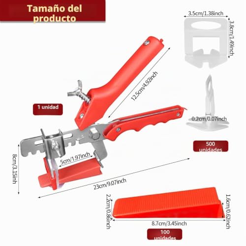 Miniatura 2 de B-055-A 601 Piezas De Cuñas Niveladoras Suelo Con Alicates Para Azulejos Con 500 Piezas De Pinzas Separadoras De Azulejos De 2 Mm Y 100 Piezas De Cuñas Reutilizables Y 1 Alicate Para Azulejos