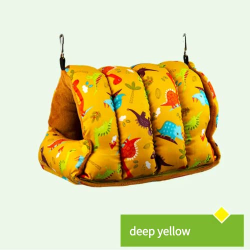Image of Bird Nest Winter Hanging Hammock Birds Sleeping Bed Parrot Hideway Bed Washable for Lovebird, Budgie, Conure, Cockatiel, African Gray (Deep Yellow)