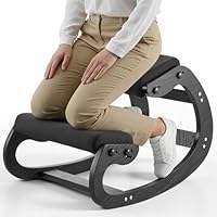 VEVOR Ergonomischer Hocker mit Dicken, Integrierten Schaumstoffpolstern & Massivholzrahmen, Höhenverstellbarer Kniestuhl zur Entlastung von Nacken und Rücken, Ideal für Zuhause, Büro, Schwarz