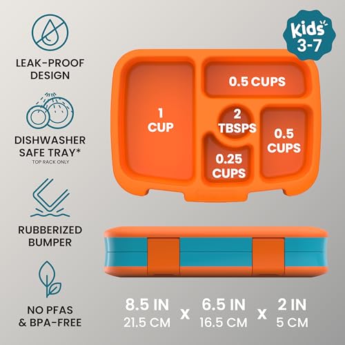 Image of Bentgo Kids Prints Leak-Proof, 5-Compartment Bento-Style Kids Lunch Box - Ideal Portion Sizes for Ages 3-7, Durable, Drop-Proof, Dishwasher Safe, & PFAS & BPA-Free Materials (Planes)
